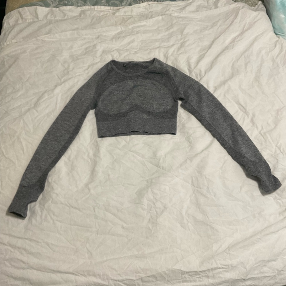 Gymshark Gray Long Sleeve Crop Top